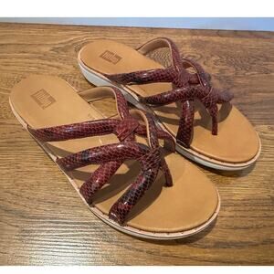 FitFlop Barely Dotted Snake Comfort Sandals Red Women’s 7 NWT Ergonomic Style